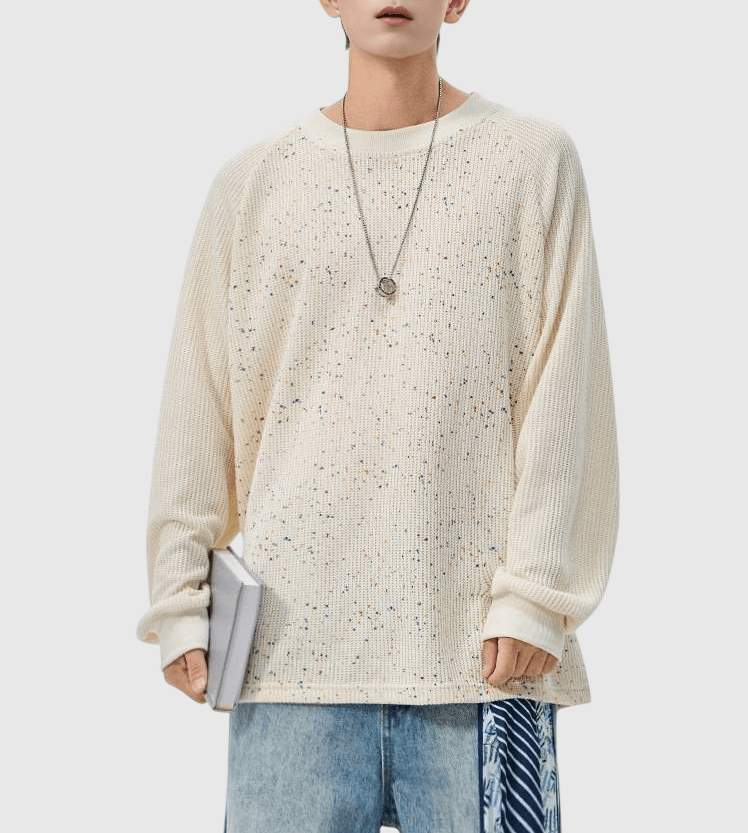 日系彩點紗紋理編織 長袖 T-Shirt [SBT-1472]