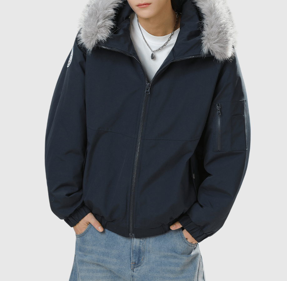 可拆式毛領領口設計 夾棉長袖外套 [SBO-1487]