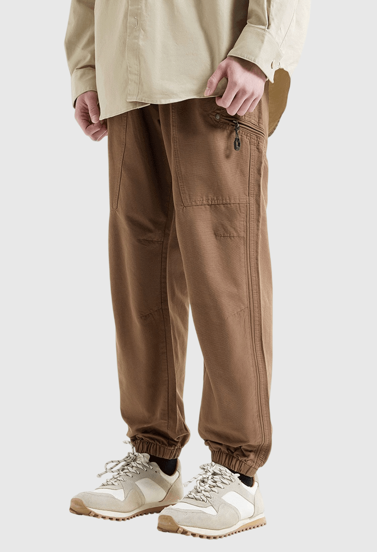 日系側拉鍊工裝 純棉微鬆束腳長褲 [SBP-1197]