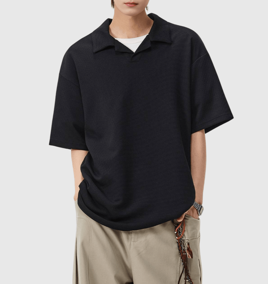 日系基礎格紋紋理  垂感透氣短袖 POLO T-Shirt [SBT-1526]