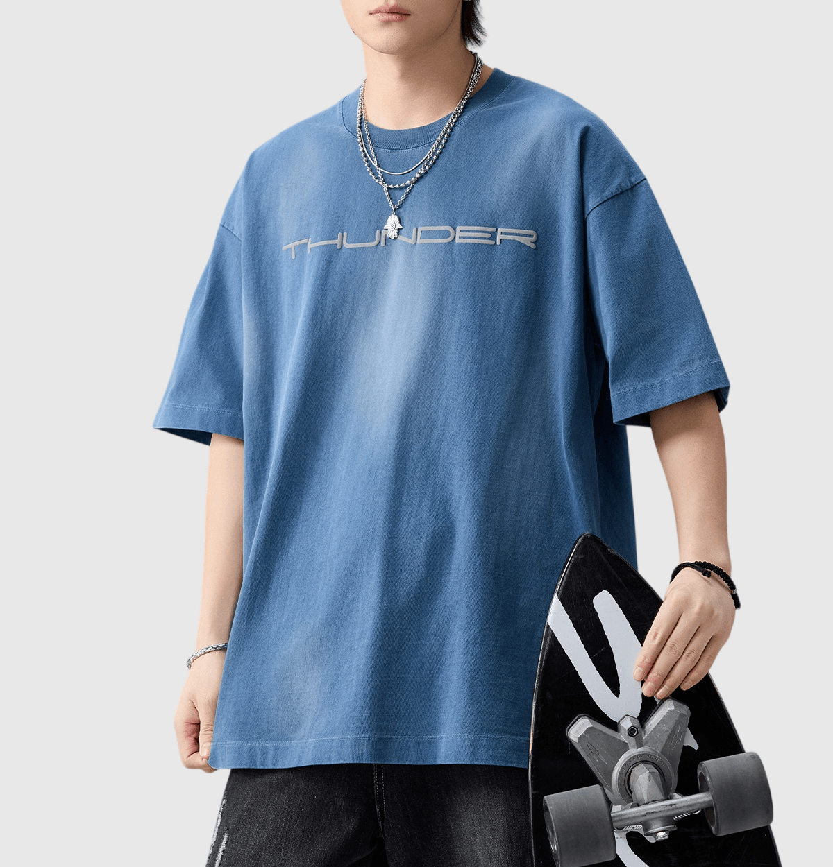 復古水洗文字圖案印燙工藝 純棉短袖 T-Shirt [SBT-1572]