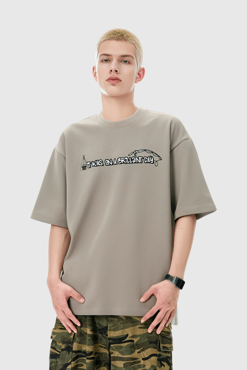 戶外露營細圖案文字印燙 短袖 T-Shirt [CBT-1265]