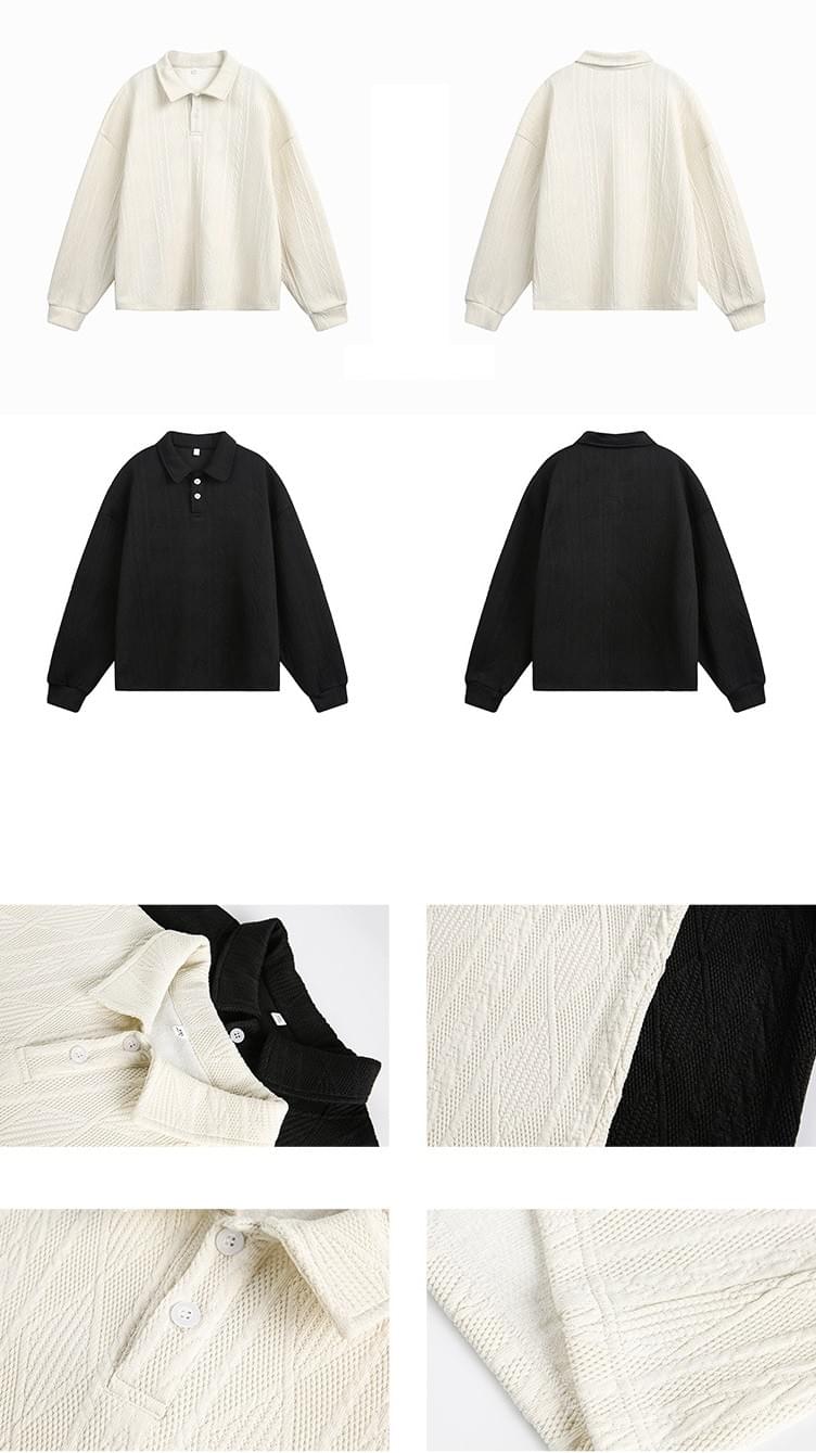 基礎提花紋理編織 重磅長袖 T-Shirt [SBT-1467]