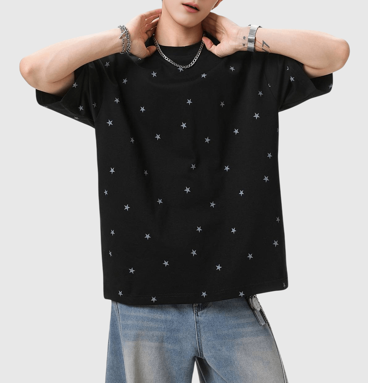 復古滿天星圖案印燙設計 純棉短袖 T-Shirt [SBT-1550]