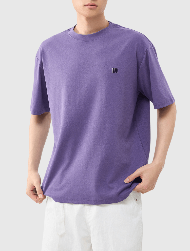 簡約垂直符號刺繡設計 短袖 T-Shirt [CBT-1306]