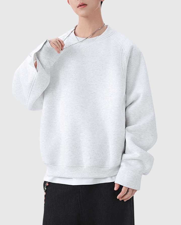 內層格仔撞色縫接 重磅圓領衛衣 [CBH-1026]