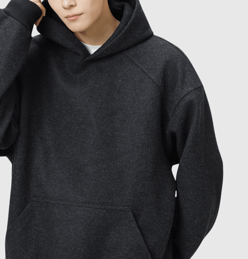 日系基礎純色 毛絨連帽長袖衛衣 [SBH-1321]