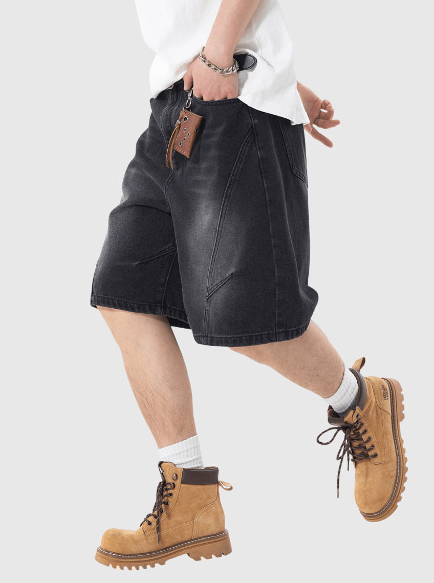 日系立體弧型分割縫線設計 牛仔短褲 [SBST-1157]