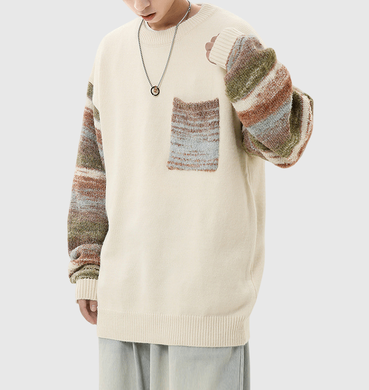 色系撞多色織布設計 圓領針織冷衫 [CBK-1040]