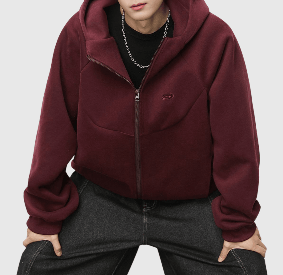 日系中身結構分割 BOXY 短版連帽衛衣外套 [SBO-1455]