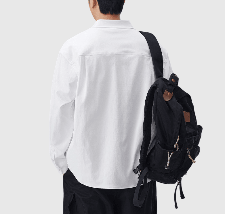 日系前袋細符號刺繡 透氣長袖恤衫 [SBS-1391]