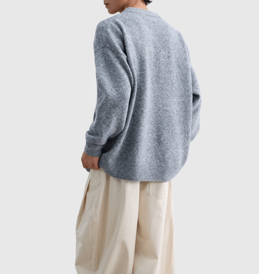 日系基礎彩點紗設計 亨利領針織毛衣 [SBK-1136]