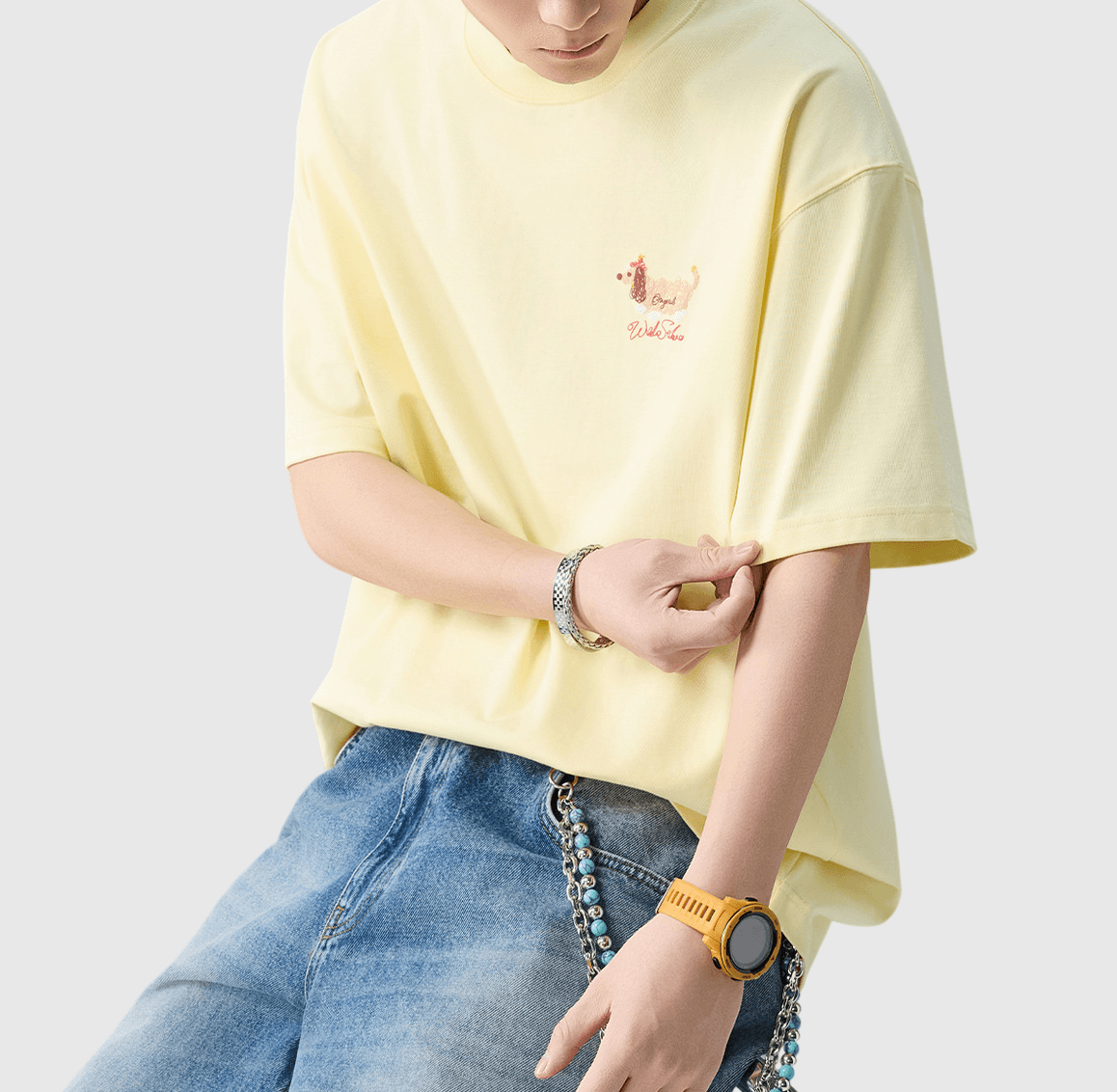 日系亂線狗仔圖案立體印燙設計 純棉短袖 T-Shirt [SBT-1558]