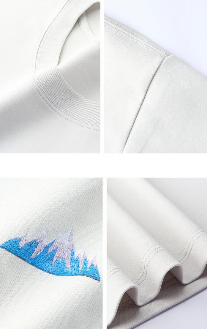 雪山山峰細圖案印燙設計 短袖 T-Shirt [CBT-1582]