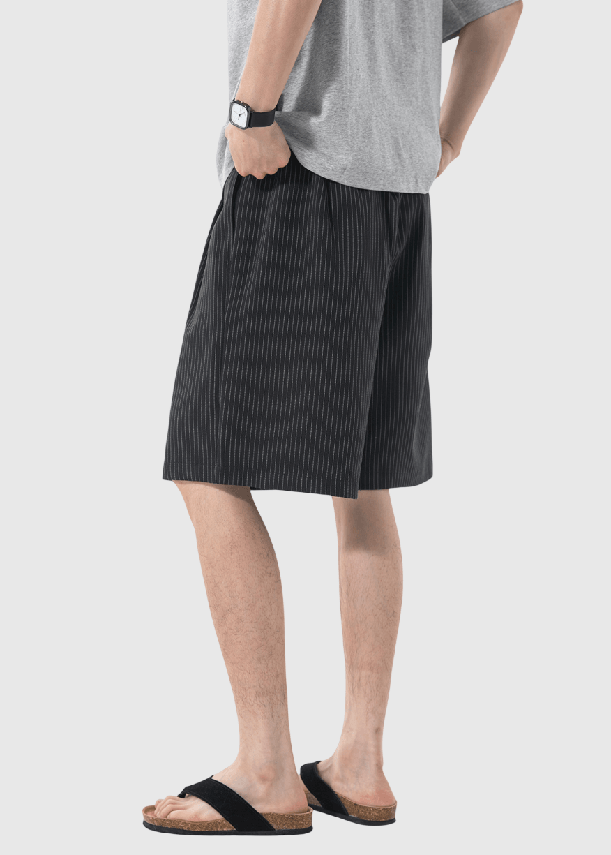基礎垂直條紋色織工藝設計 透氣西裝短褲 [SBST-1150]