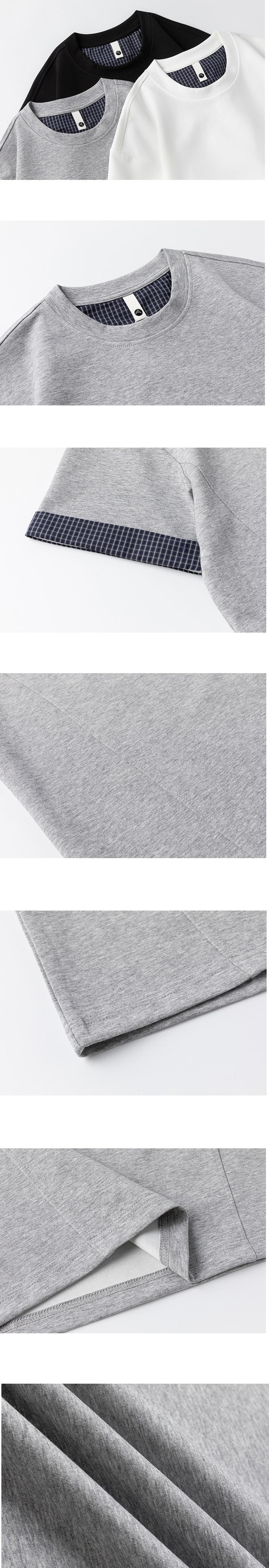 日系格紋假兩件式設計 短袖T-Shirt [SBT-1507]