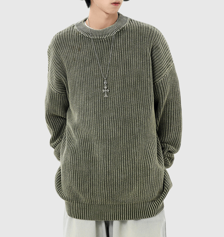 輕水洗立體紋理織布設計 純棉圓領針織冷衫 [CBK-1037]