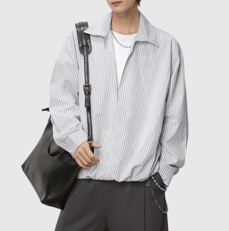 日系假兩件式 深 V 領透氣長袖恤衫 [SBS-1373]