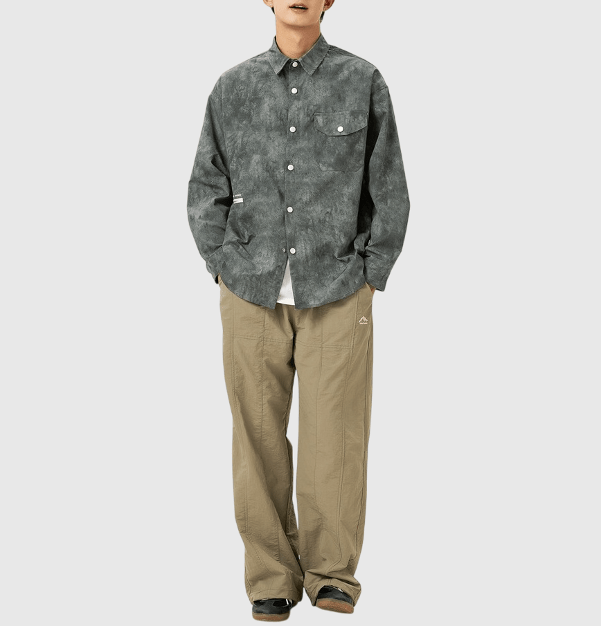 復古紮染前袋設計 長袖風褸外套 [SBO-1402]