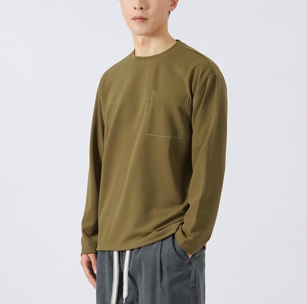 日系前袋明線刺繡 長袖 T-Shirt [CBT-1116]