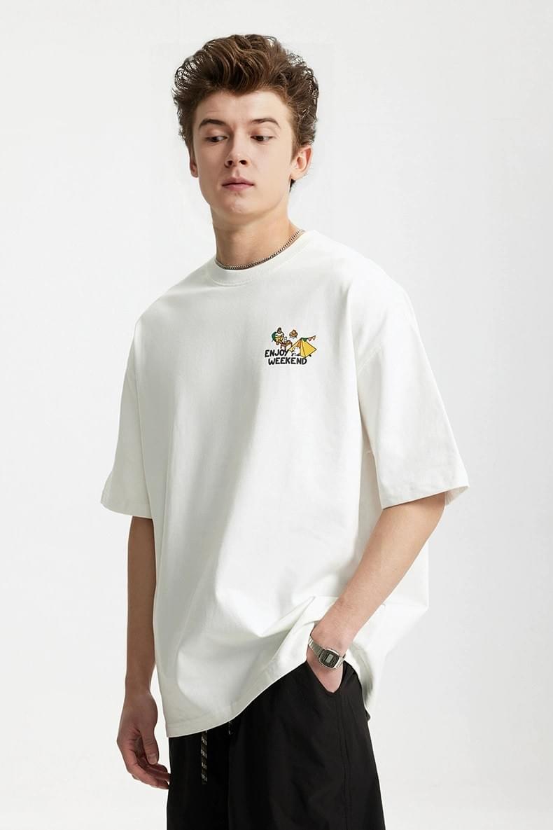 戶外露營前後圖案印燙 純棉短袖 T-Shirt [CBT-1241]