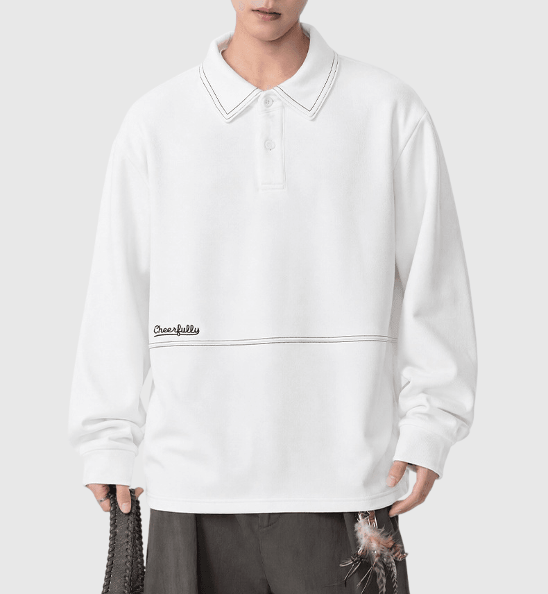 日系前袋明線縫紉 長袖 T-Shirt [SBT-1322]