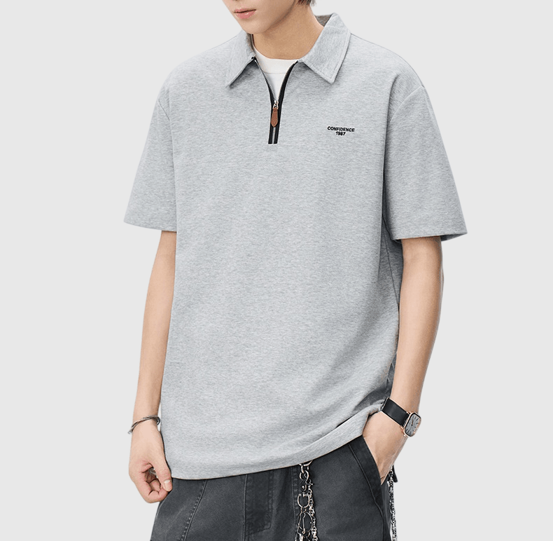 日系半拉鍊設計 短袖 POLO T-Shirt [SBT-1581]