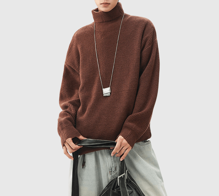 基礎編織紋理設計 高領針織冷衫 [CBK-1043]