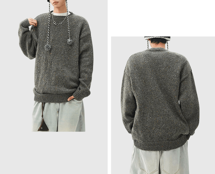 混色紗線編織設計 圓領針織冷衫 [CBK-1035]