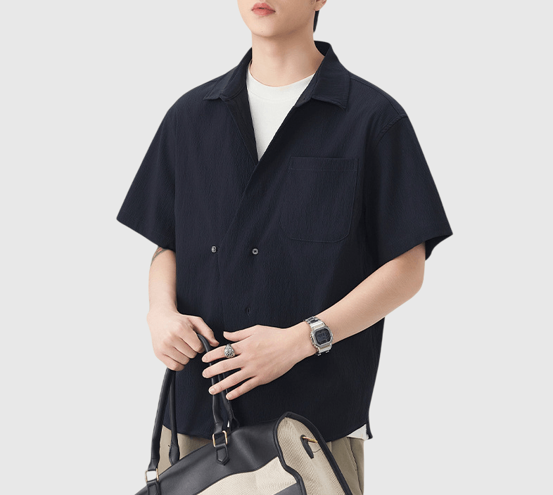 日系不規則層次設計 透氣短袖恤衫 [SBS-1401]