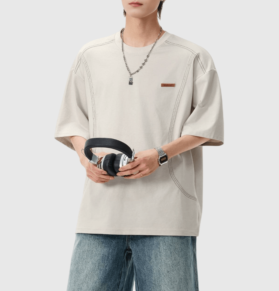 立體分割撞色縫線設計 純棉短袖 T-Shirt [SBT-1478]