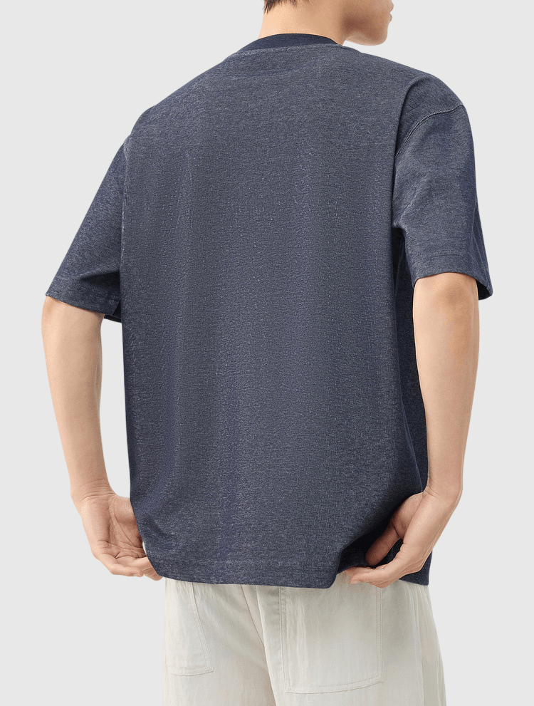 仿牛仔布紗織設計 短袖 T-Shirt [CBT-1572]
