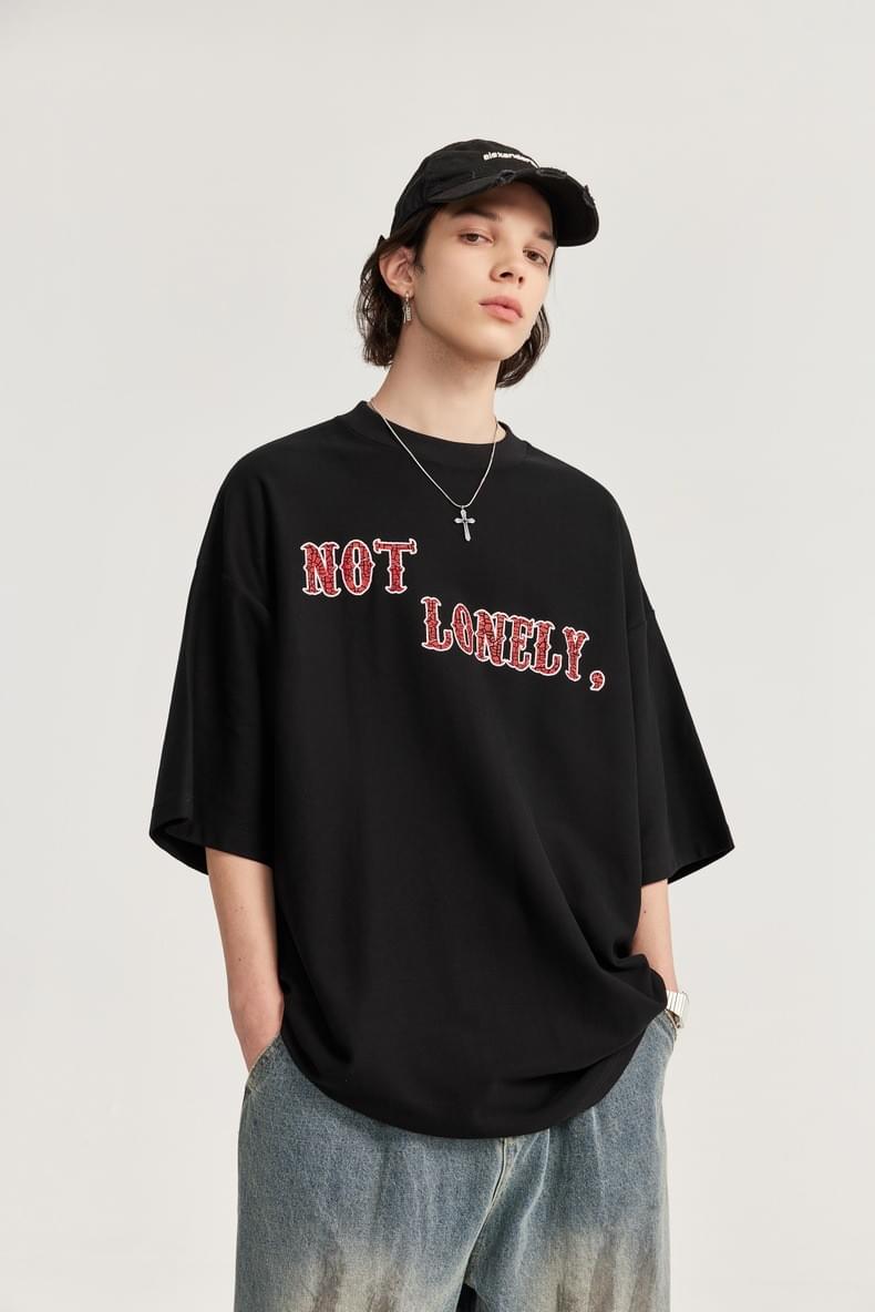 裂紋文字印燙 純棉短袖 T-Shirt [CBT-1110]
