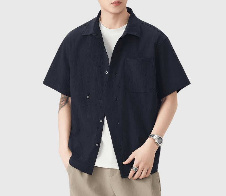 日系不規則層次設計 透氣短袖恤衫 [SBS-1401]