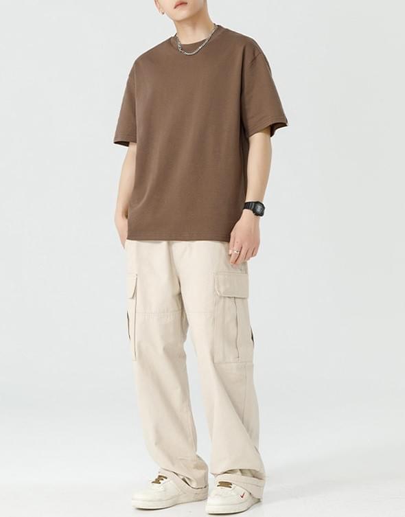 復古手袖標籤縫紉 短袖 T-Shirt [SBT-1421]