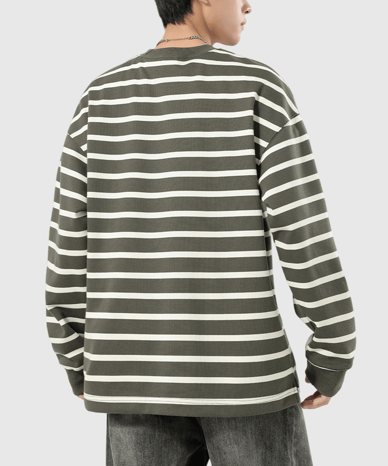 日系撞色幼橫間條紋 重磅短袖 T-Shirt [SBT-1461]