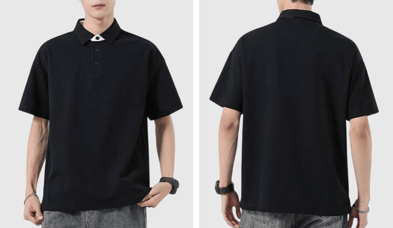 日系領口小撞色設計 短袖 POLO T-Shirt [SBT-1489]