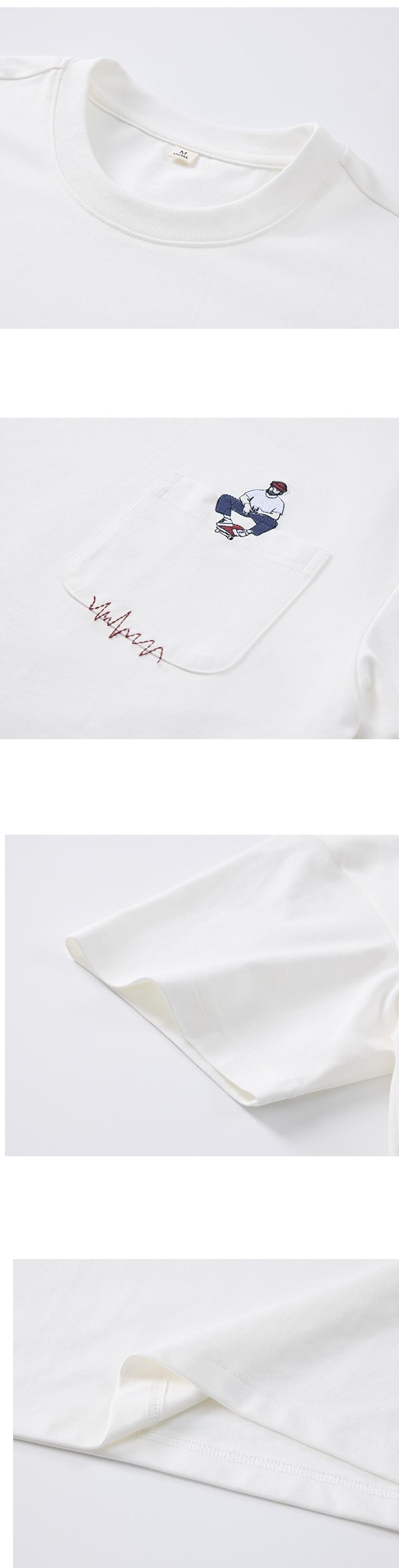 人像細圖案刺繡 純棉短袖 T-Shirt [SBT-1400]