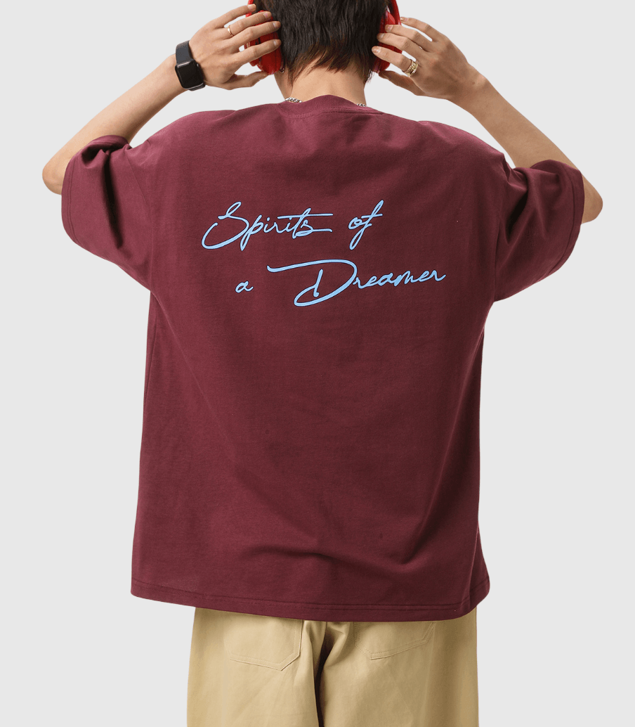 色系前後線條潦草文字印燙設計 純棉短袖 T-Shirt [SBT-1480]