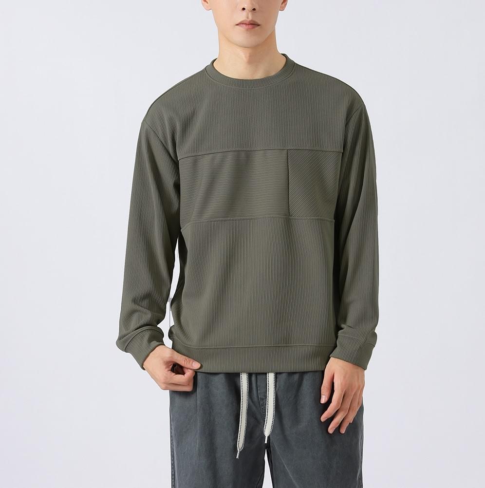 日系肌理紋理拼接 長袖 T-Shirt [CBT-1117]