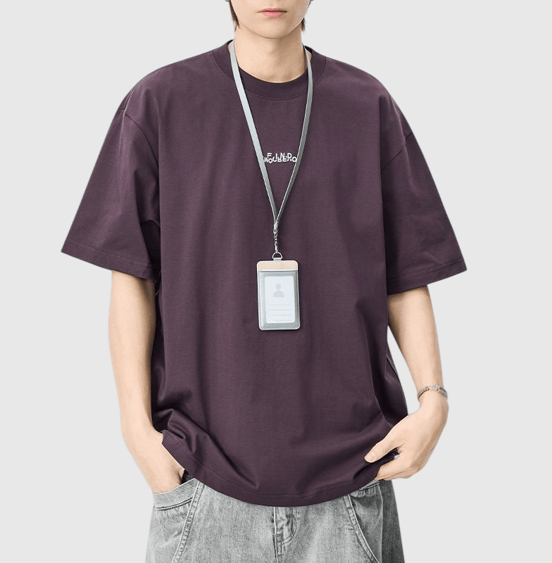  中身細文字刺繡設計 純棉短袖 T-Shirt [SBT-1509]