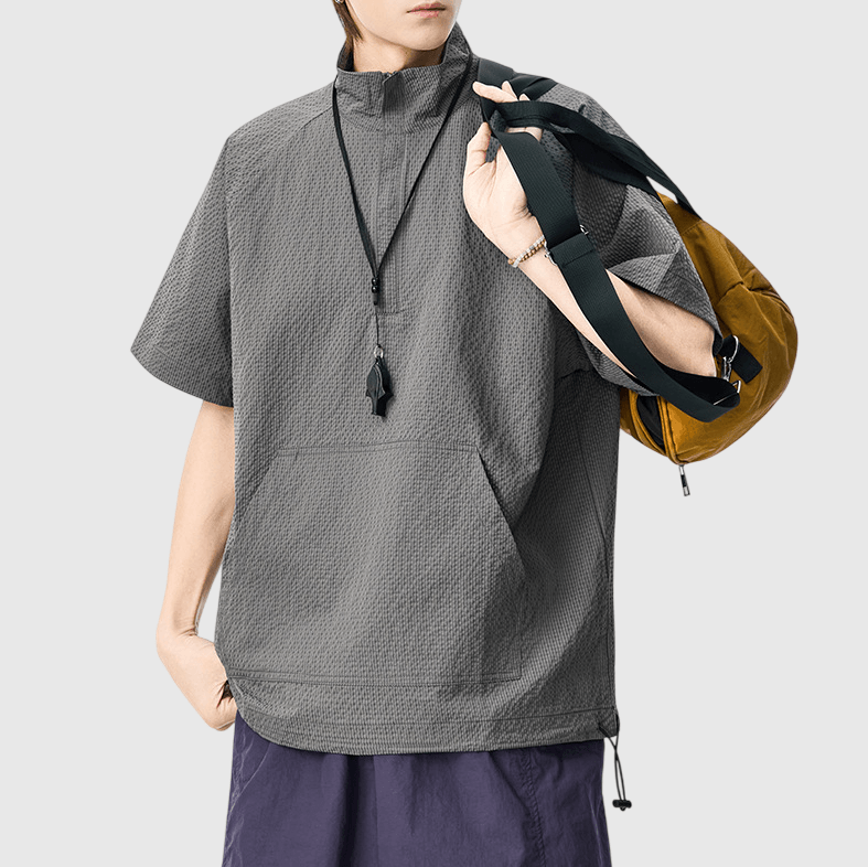 山系戶外半拉鍊設計 機能透氣短袖 T-Shirt [SBT-1545]