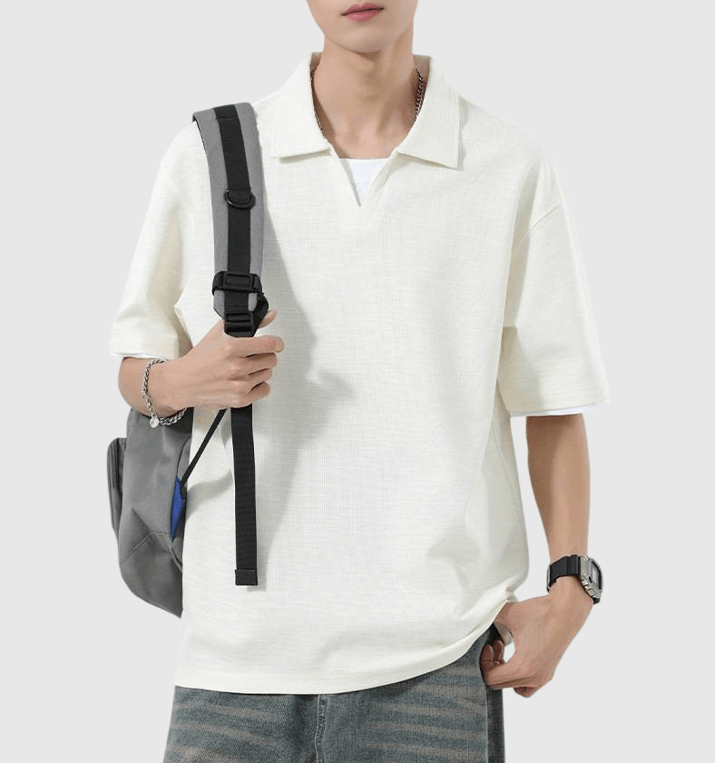 日系基礎假兩件式 V 領設計 天竺棉短袖 POLO T-Shirt [SBT-1499]