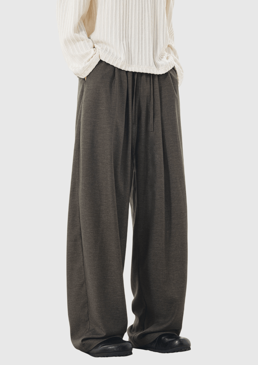 日系基礎混色編織輕便透氣 闊腿直筒垂感長褲 [SBP-1192]