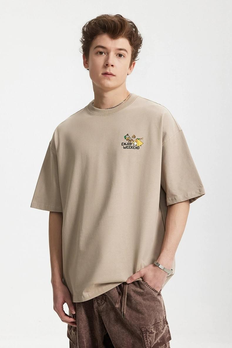 戶外露營前後圖案印燙 純棉短袖 T-Shirt [CBT-1241]
