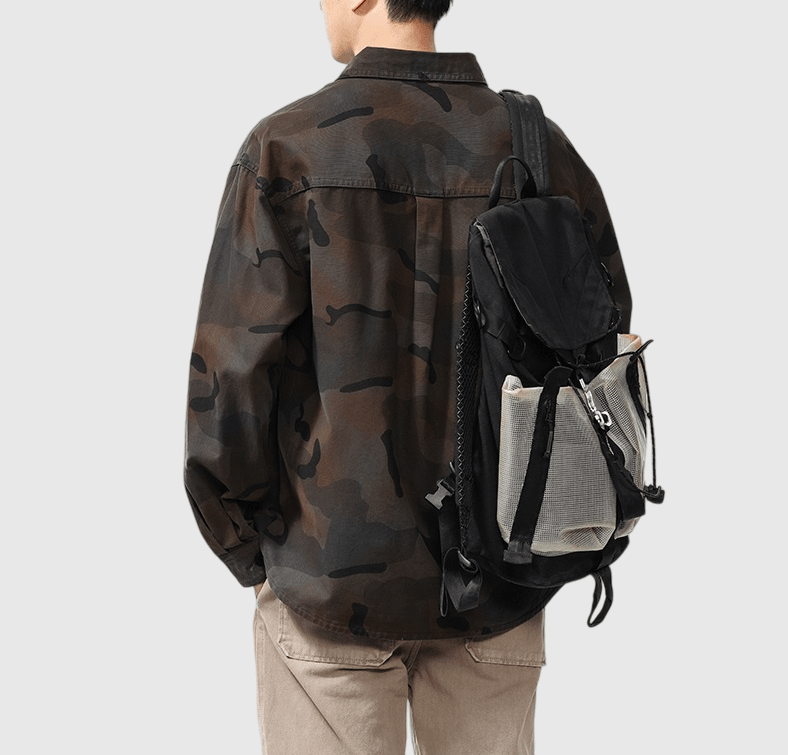 復古雙前袋迷彩設計 純棉長袖恤衫 [SBS-1302]