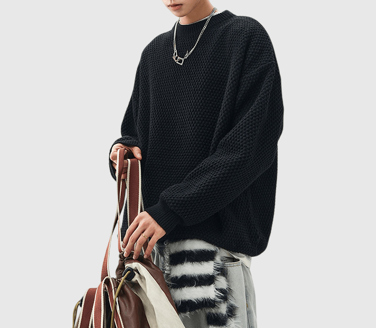 立體菠蘿紋理織布設計 圓領針織冷衫 [CBK-1036]