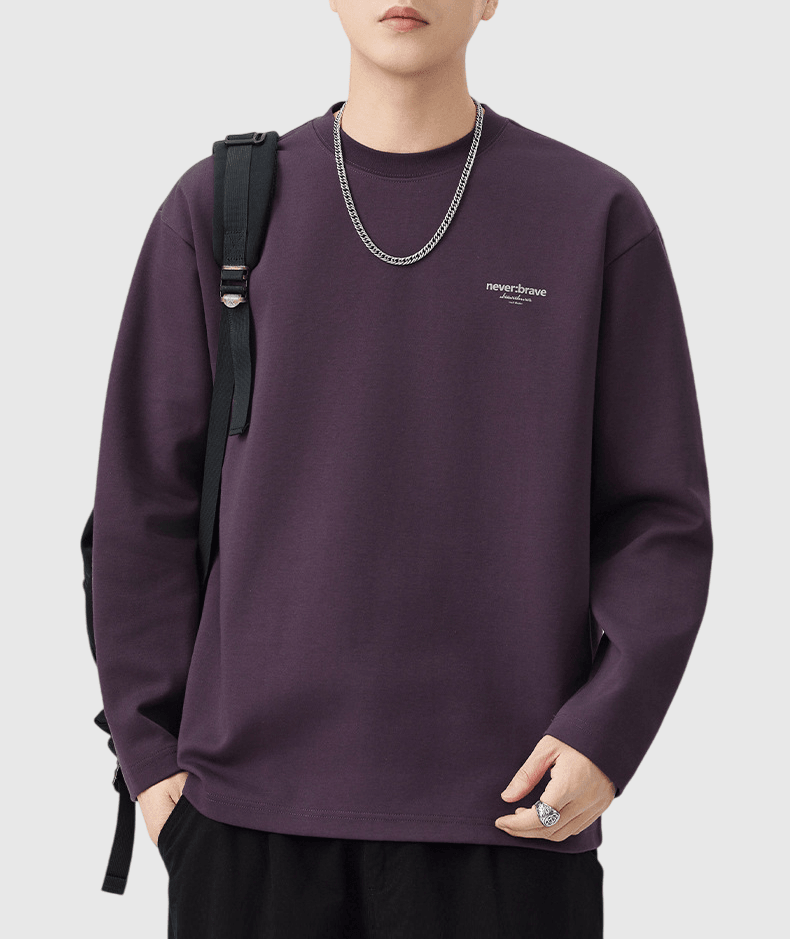 日系文青色系細文字圖案印燙 長袖 T-Shirt [SBT-1457]