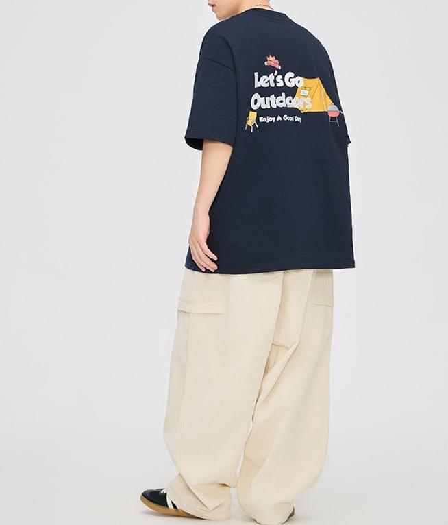 山系戶外露營圖案印燙 純棉短袖 T-Shirt [SBT-1362]