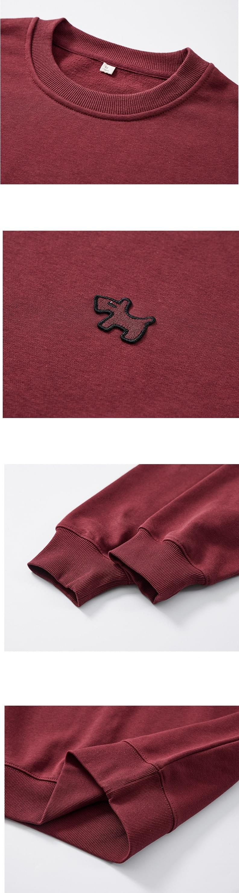 細卡通狗仔圖案刺繡 圓領長袖衛衣 [SBH-1324]